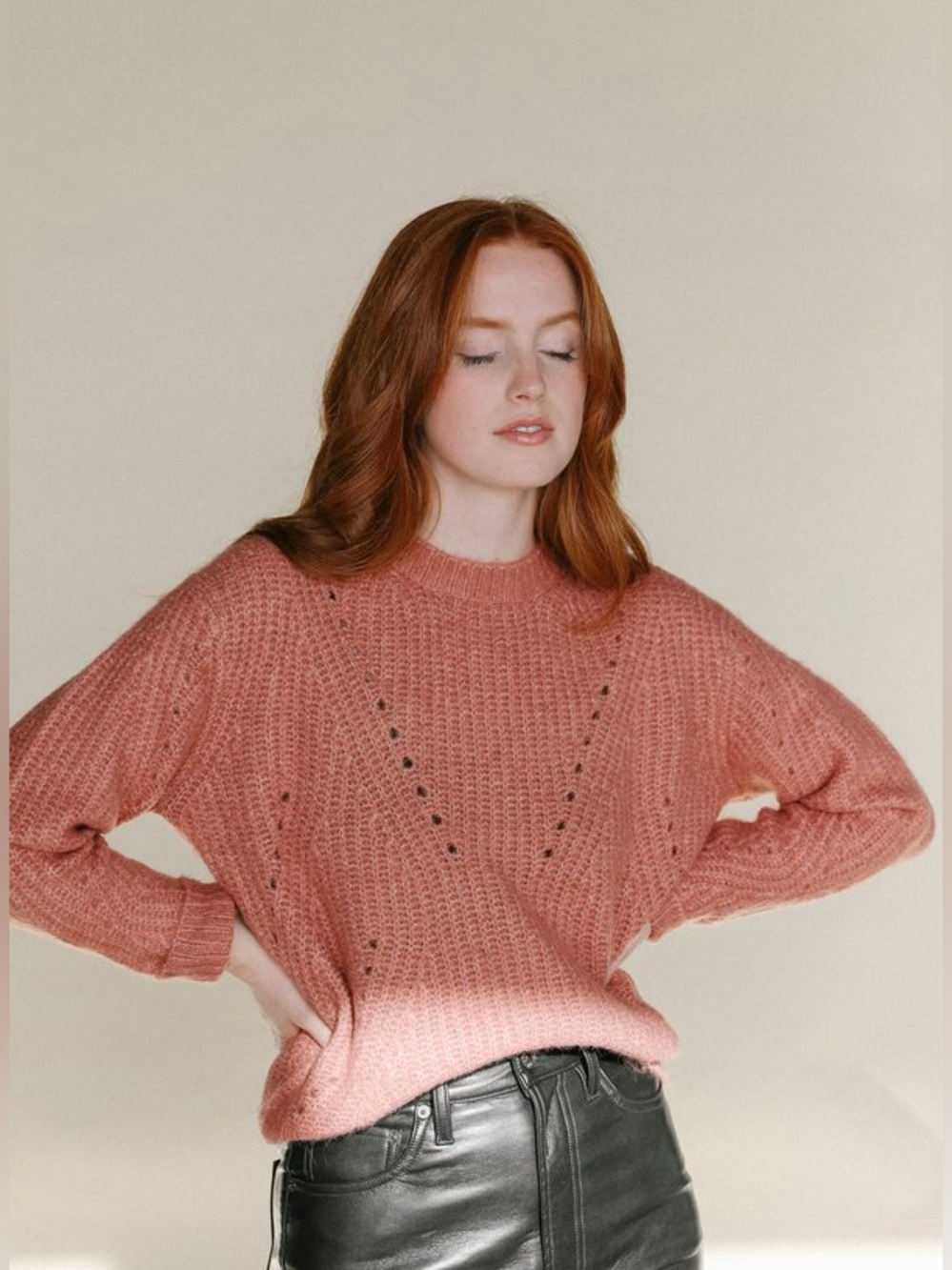John + Jenn Larkin Terra Cotta Soft Knit Pullover Sweater Size Large